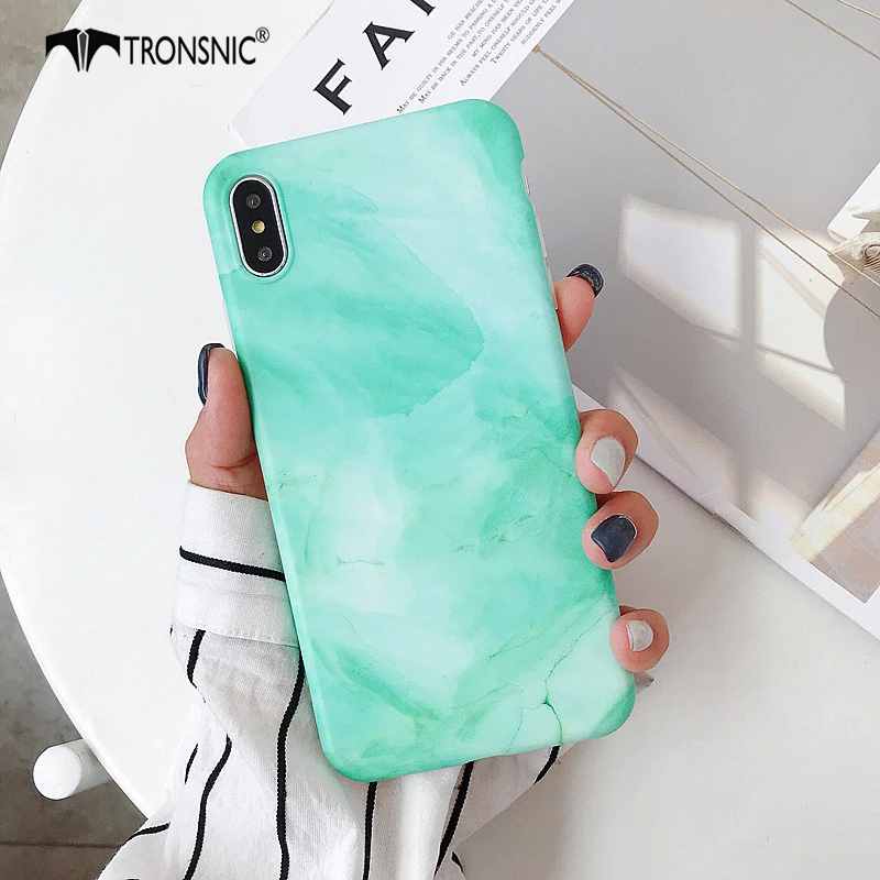 Мраморный телефонный чехол TRONSNIC для iPhone X XS MAX XR зеленые белые матовые мягкие