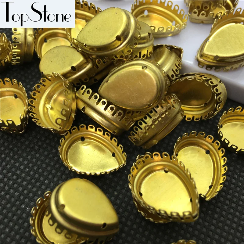 

New Arrivial Lace Raw Brass Claws 4Holes Navette,Teardrop,Oval Shape Metal Claw for setting fancy stones