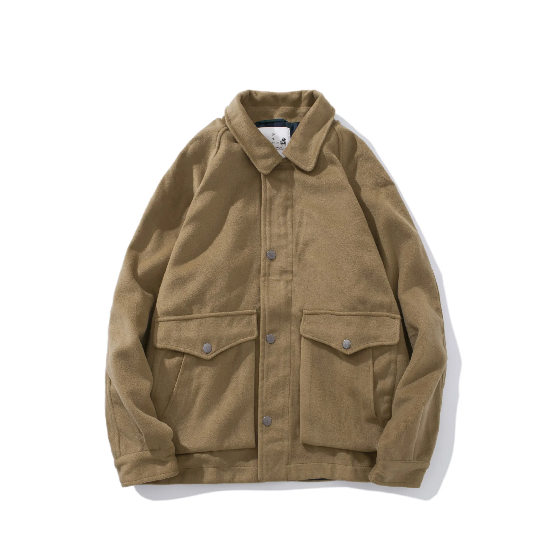 

Khaki Button Down Men Cargo Jacket Double Pocket Western Vintage Work Turn Down Collar Chore Coat Japanese Harajuku