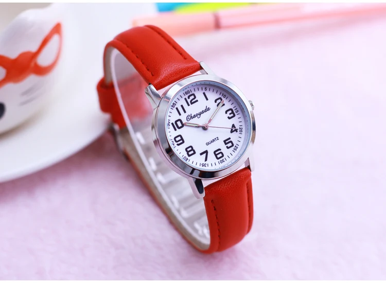 2019 CYD известный бренд для мальчиков и девочек студенты маленькие милые кожаные часы Дети кварцевые цифровые модные наручные часы