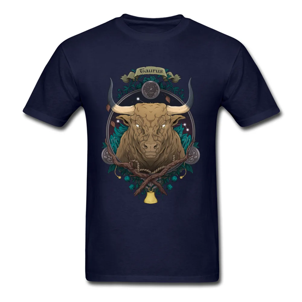 Constellation Taurus Pure Cotton Design Tops Shirt Funky Short Sleeve Men's T-Shirt 3D Printed ostern Day Tee Shirt O-Neck Constellation Taurus navy