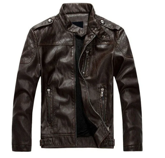 Бренд Новое поступление мотоциклетная кожаная куртка для мужчин весна и осень мужские кожаные куртки пальто jaqueta de couro masculina - Цвет: 6