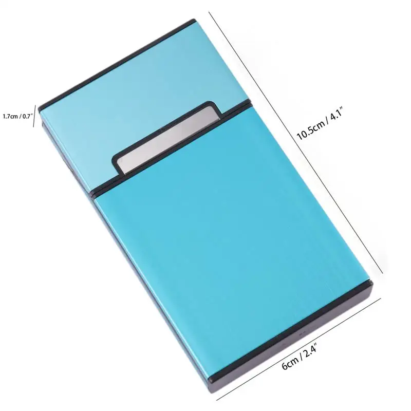 Ультра тонкий модный Чехол-сигарета для креативной личности, тонкая металлическая коробка для сигарет, алюминиевая Подарочная коробка, мини-держатель для сигарет - Цвет: Blue
