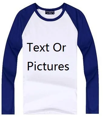 Индивидуальные детей плотная рубашки чистого твердого 2-14Years для маленьких мальчиков личной печати рубашки подарок на день рождения с длинными рукавами для девочек Футболка Топ - Цвет: Customize Blue White