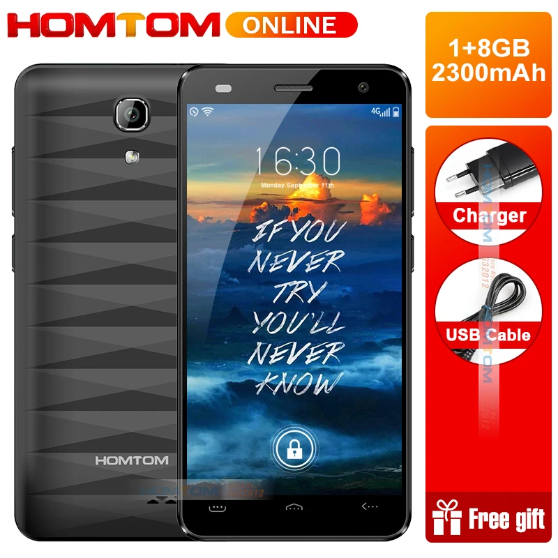 

Homtom HT26 4G 4.5 Inch Display Smartphone Android 7.0 1GB RAM 8GB ROM 8MP+5MP Dual Sim Quad Core 1.3Ghz Unlock mobile Phone
