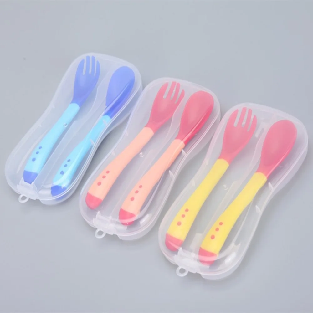 3*Spoons,3*Forks Baby Spoons Forks,Toddlers Feeding Training Learning Utensil Heat Sensing and Color Changing Spoon Forks Set