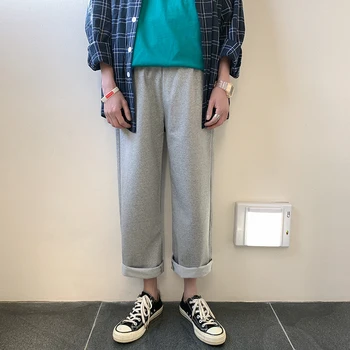 

2019 Men's Solid Color Leisure Cotton Casual Pants Loose Trousers Active Elastic Harem Black/grey Color Joggers Sweatpants M-2XL