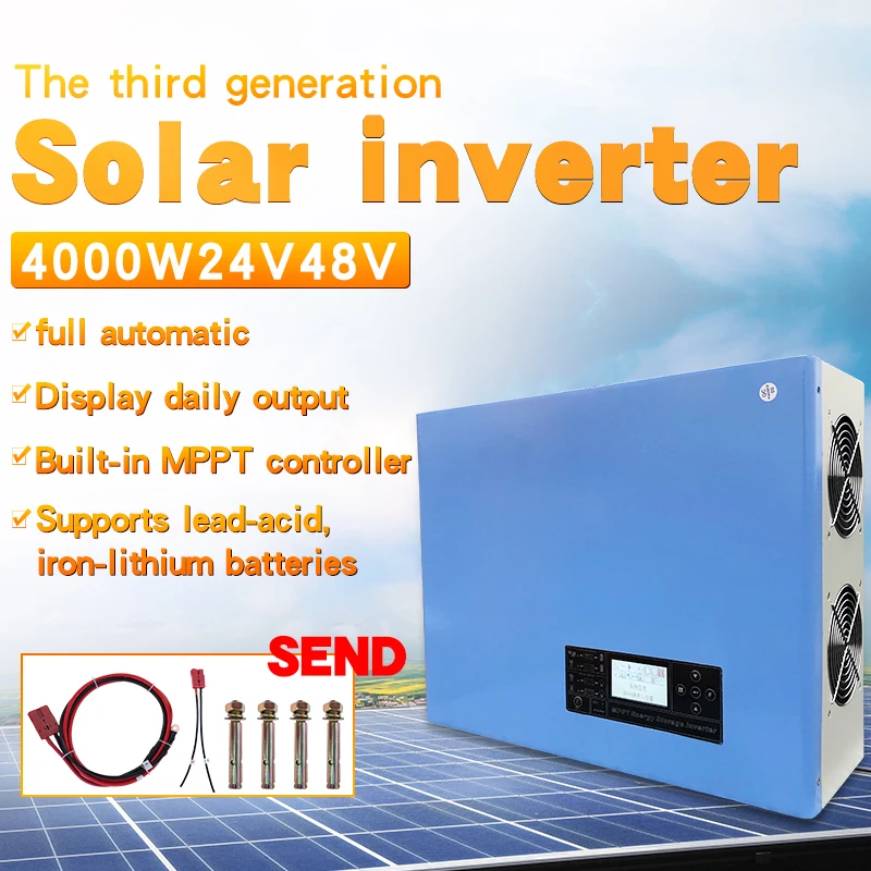 

New off-grid soalr Hybrid power frequency pure sine wave inverter DC 24V 48V to AC 220V build in MPPT charge controller 4000W60A