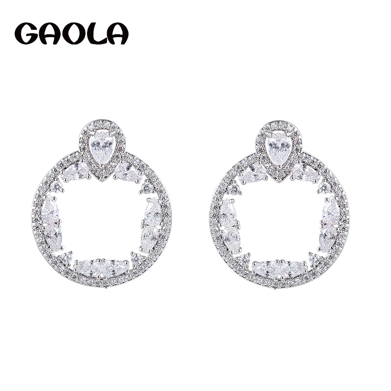 Gaola раунд цветок кубического циркония Серьги-гвоздики Для женщин модные серьги gle6661y