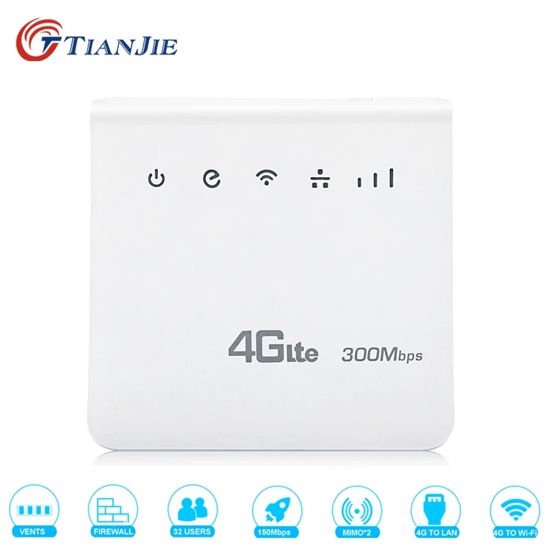 TIANJIE 4G LTE CPE Wifi Router FDD TDD Broadband 300Mbps Mobile Router Hotspot Wireless modem with SIM card Slot RJ45 LAN Port TIANJIE 4G LTE CPE Wifi Router FDD TDD Broadband 300Mbps Mobile Router Hotspot Wireless modem with SIM card Slot RJ45 LAN Port