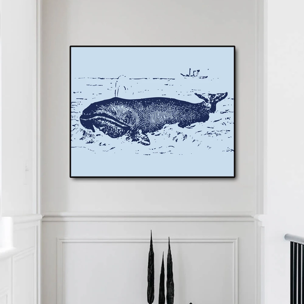 

Whale Animals Nordic Wall Art Poster and Print on Canvas Painting Calligraphy Decor Pictures for Living Room Bedroom Home Decor