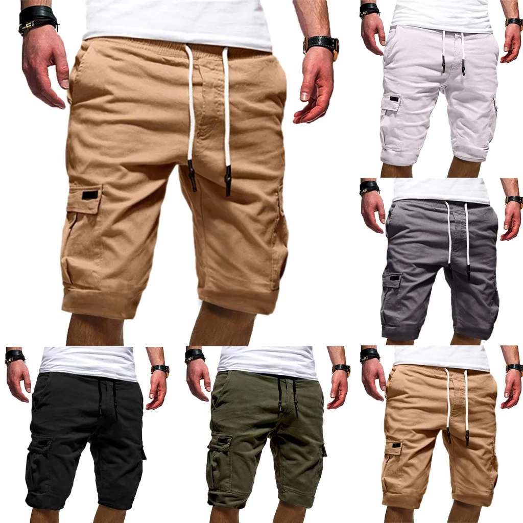 

Fashion Shorts 2019 Men's Sport Pure Color Bandage Casual Loose Sweatpants Drawstring Shorts
