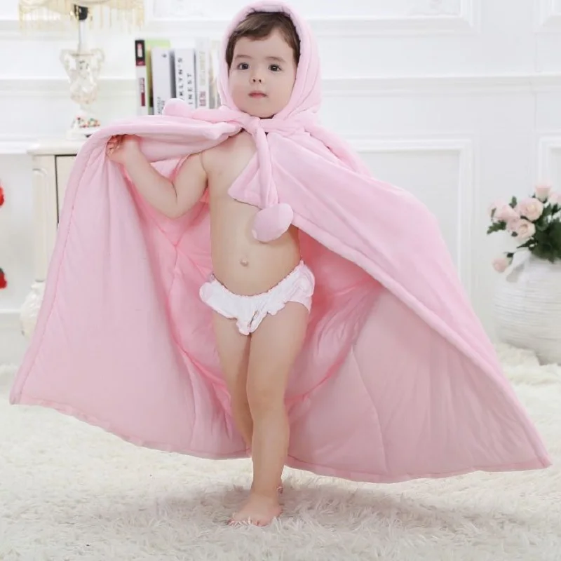 Velvet Fleece Baby Cloak Thick Boy Smocks Newborn Bathrobe Girls Clothes Infant Coats Hooded Blankets Bebe Bath Towel Bear Soft