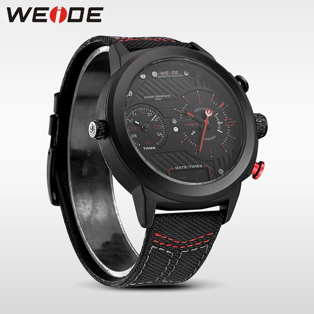 WEIDE Роскошные часы спортивные цифровые нейлоновые ремешок черный круглый