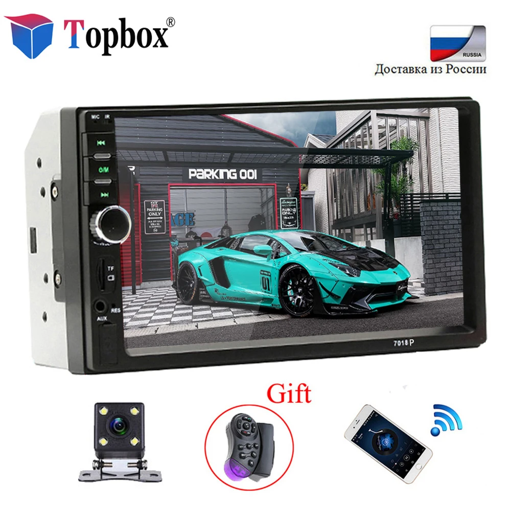 

Topbox Autoradio 2 Din Universal Car Models 7'' LCD Touch Screen Car Radio Player Bluetooth Car Audio Support Rear View Camera