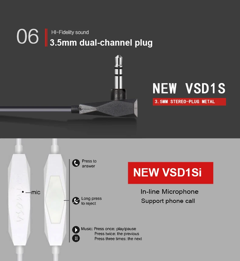 VSONIC VSD1S VSD1Si Профессиональные HIFI наушники-вкладыши Наушники-вкладыши с линейным управлением наушники IEM женские вокальные поп