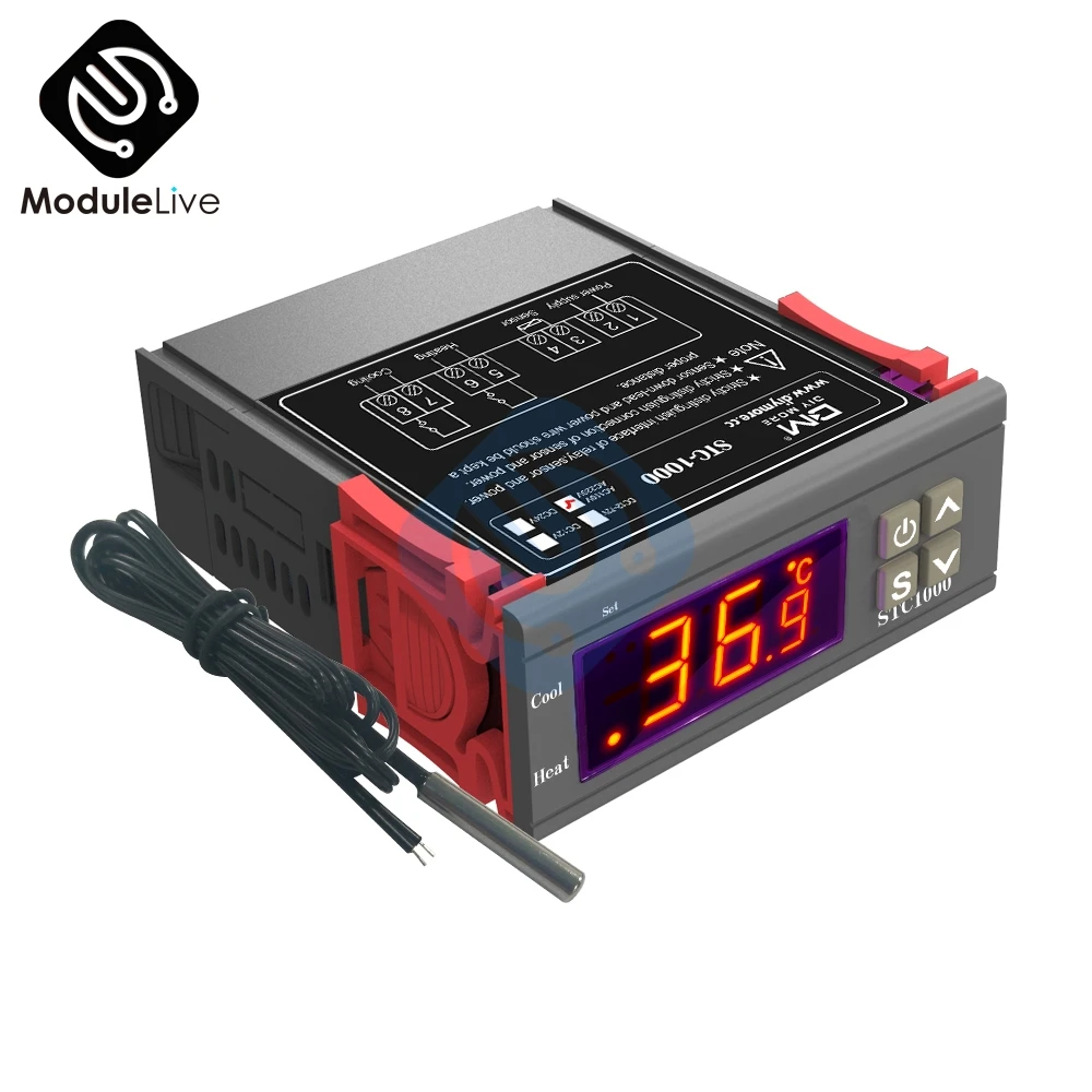 STC 1000 DC 12V 24V AC 110V 220V 10A светодиодный цифровой регулятор температуры термостат