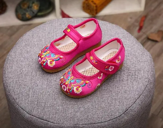 Детская обувь с вышивкой национальный ветер костюм в китайском стиле в стиле ретро; обувь для танцев - Цвет: 2