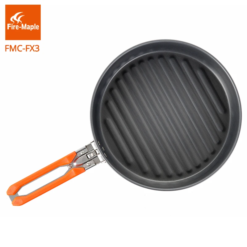 Fuego de arce fiesta Vulcano acampar al aire libre senderismo baño Pinic duro portátil de aleación de aluminio 0.9L sartén mango plegable FMC-FX3