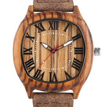 

YISUYA Elegant Mens Wood Watches Top Brand Irregular Round Natural Bamboo Genuine Leather Quartz-watch Male Sports Gift 2017