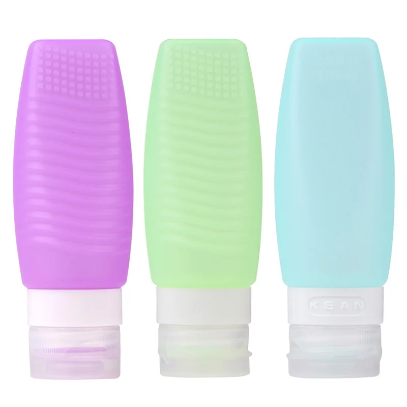 3pcs/set Silicone Bottles Travel Toiletry Set Squeezable Refillable