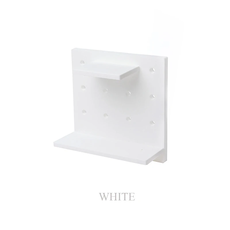 Настенная полка для домашнего использования с наклейкой, доска из полипропилена с отверстием, настенные подвесные крючки для кухни и ванной комнаты, органайзер, инструмент для хранения - Цвет: White
