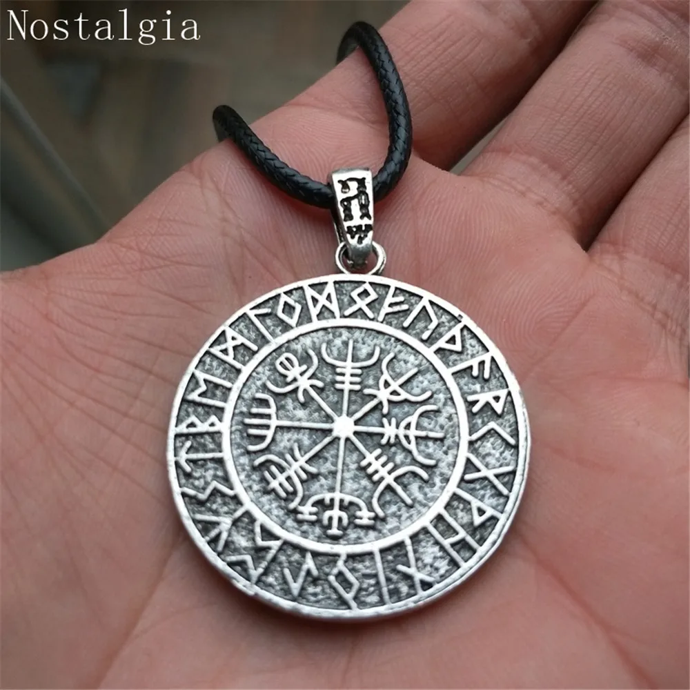 

Viking Vegvisir Compass Norse Runes Amulets And Talismans Rope Chain Necklace
