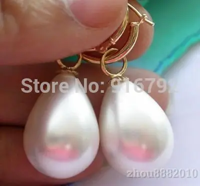 

Wholesale >>>>>12x16MM DRIP white SOUTH SEA SHELL PEARL DANGLE EARRING