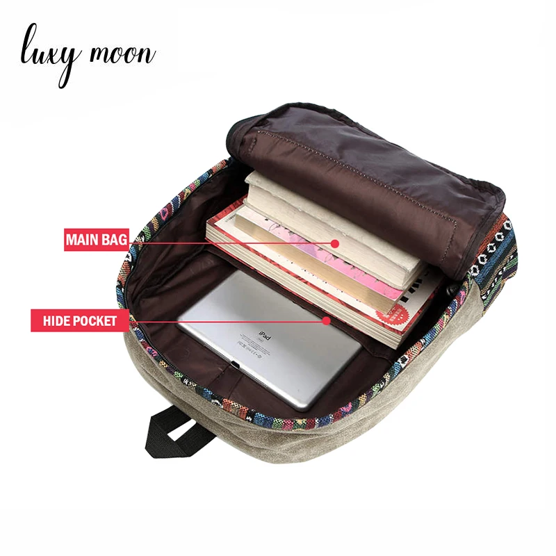 Nueva Mochila de lona corta étnica de mujer estilo Preppy escolar para chica estudiante viaje Portátil Bolsa Mochila nacional Nueva Mochila de lona corta étnica de mujer estilo Preppy escolar para chica estudiante viaje Portátil Bolsa Mochila nacional