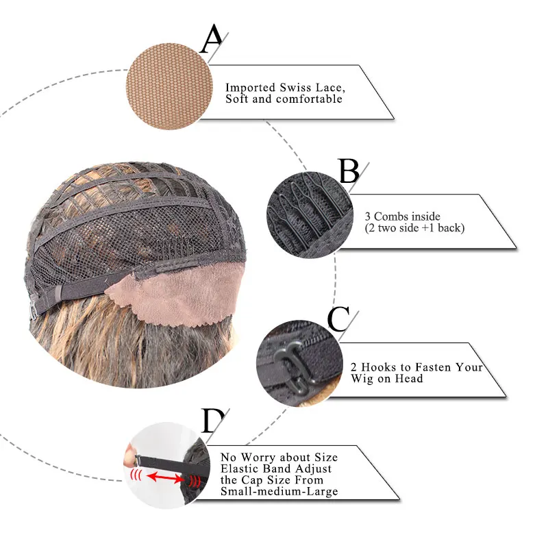 Anogol Long Kinky Curly Peruca Futura Fiber Hair Wigs Black Ombre Brown Synthetic Lace Front Wig For African American