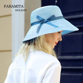 

Faramita Holiday Lace Node Brim Summer Beach Sun Straw Hat Cap Princess Basin Caps Sun Hats Women Wide-brimmed Hats Ladies Cap