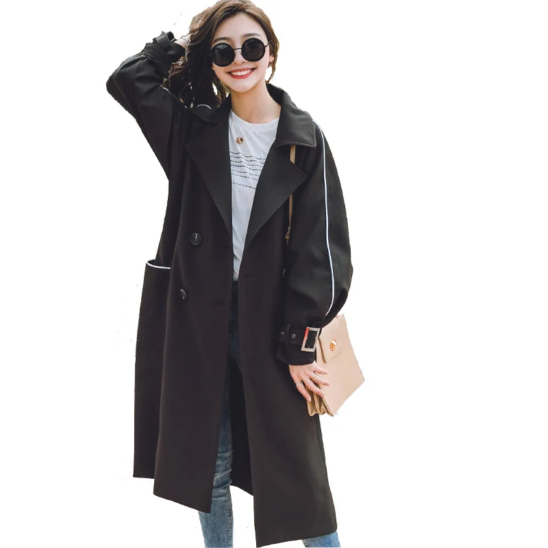 Trench vent Nouvelle Féminin Boutonnage blue Double black Femmes Version Manteau Tranchée Long Pink Coréenne Pour Printemps Mode Coupe À Coat Automne 0OPn8kwX
