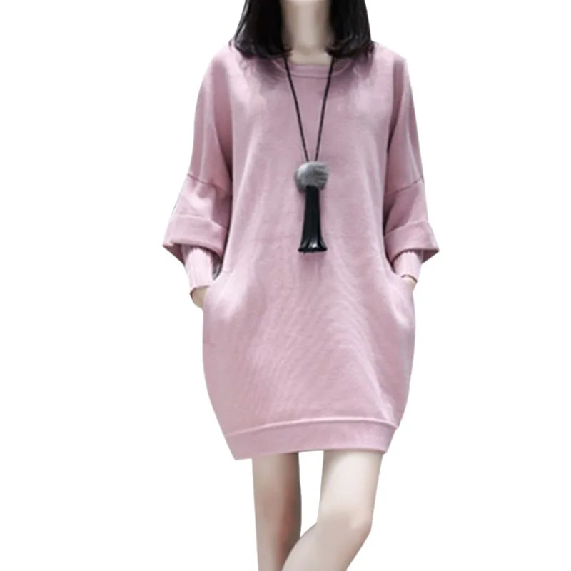 

Women Dress New Loose Fake Two-piece Medium Long Thick Dress Spring Autumn