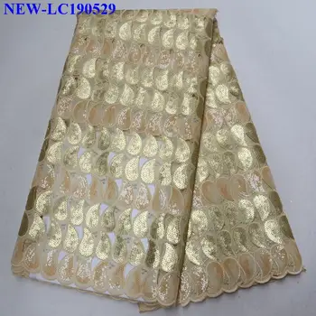 

Yellow color Sequin High Quality Organza Lace Fabric African French Tulle Lace Fabric Embroidery Nigerian Net Lace Fabri XS004