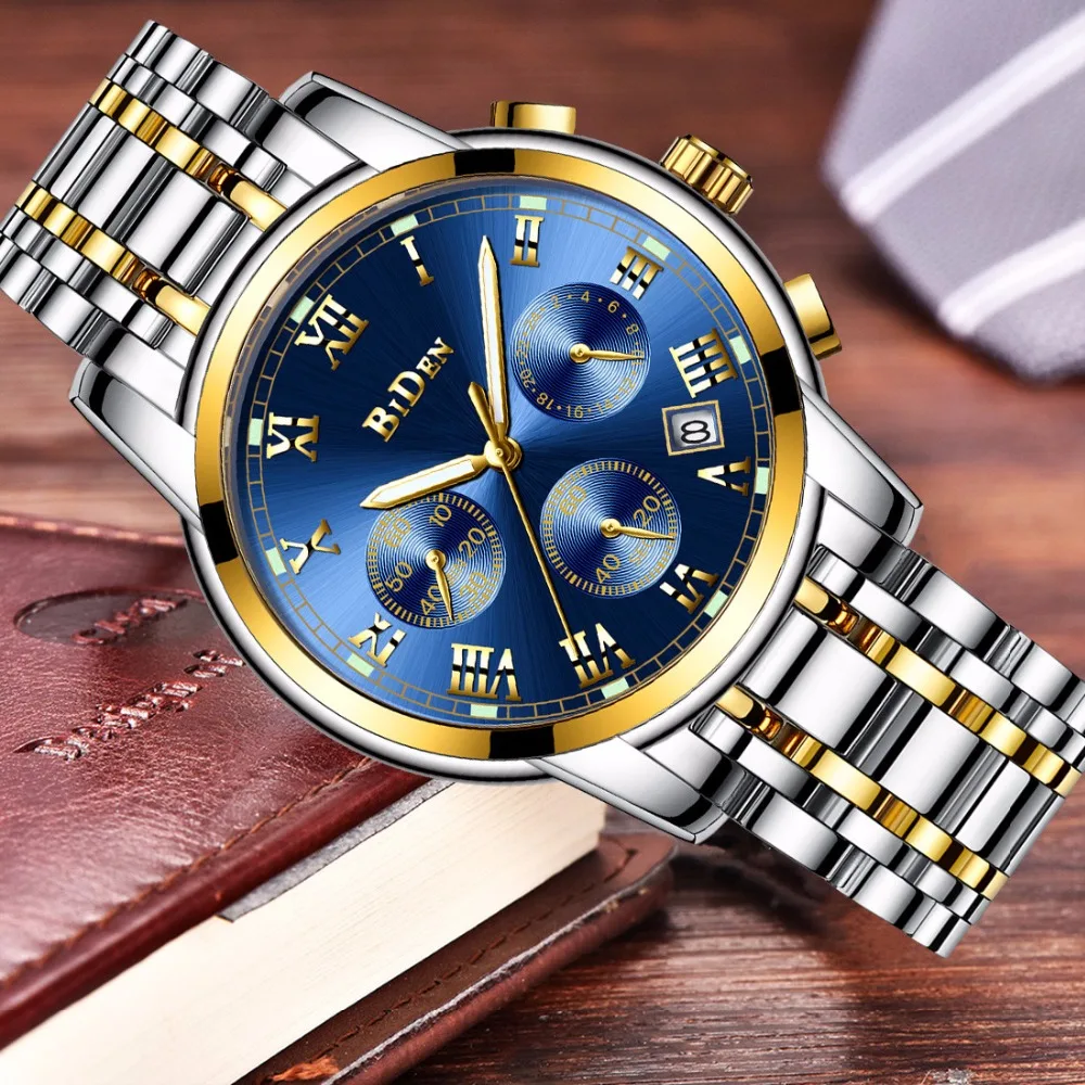 Бизнес Biden роскошные мужские наручные часы кварцевые мужские часы из нержавеющей стали водонепроницаемые часы с календарем светящиеся часы Citizen movement