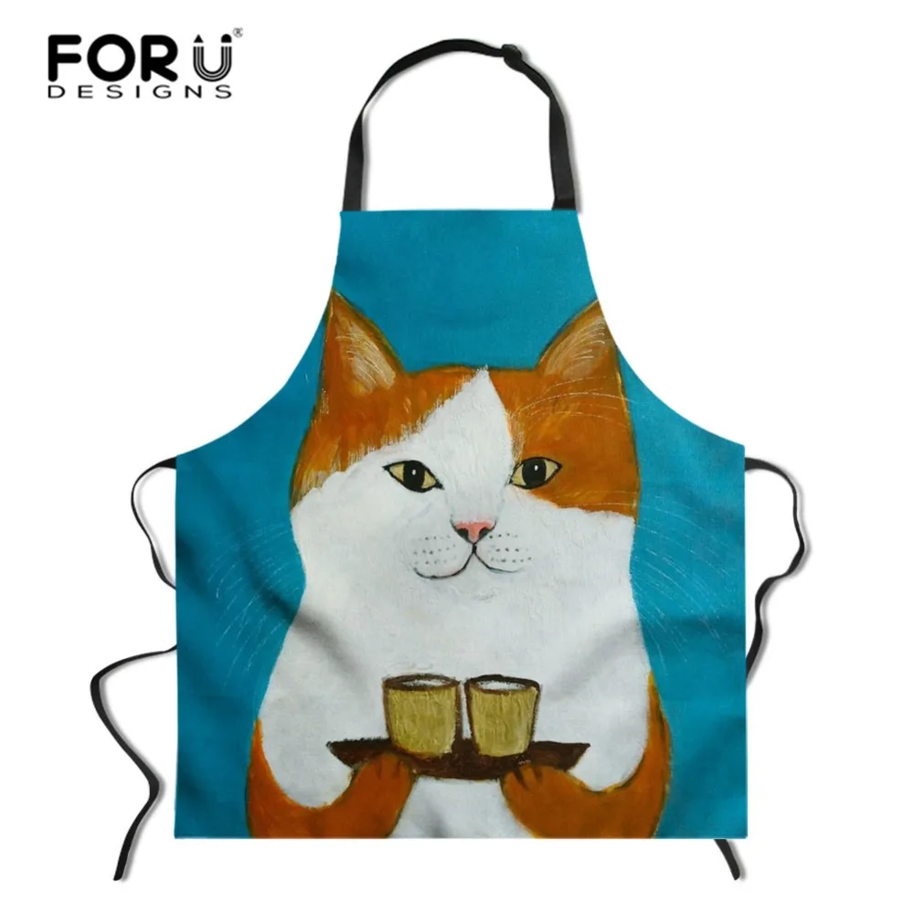 FORUDESIGNS/милый кухонный фартук для кошек женщина шеф повар официант кафе магазин