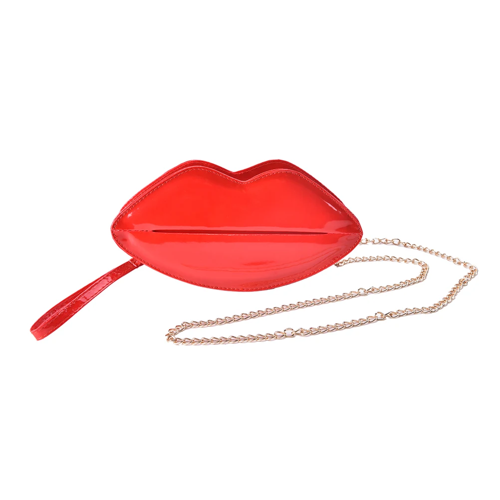 

2017 Women Red Lips Clutch Bag Ladies Acrylic Chain Shoulder Bag Bolsa High Quality Evening Bag Lips Shape Purse