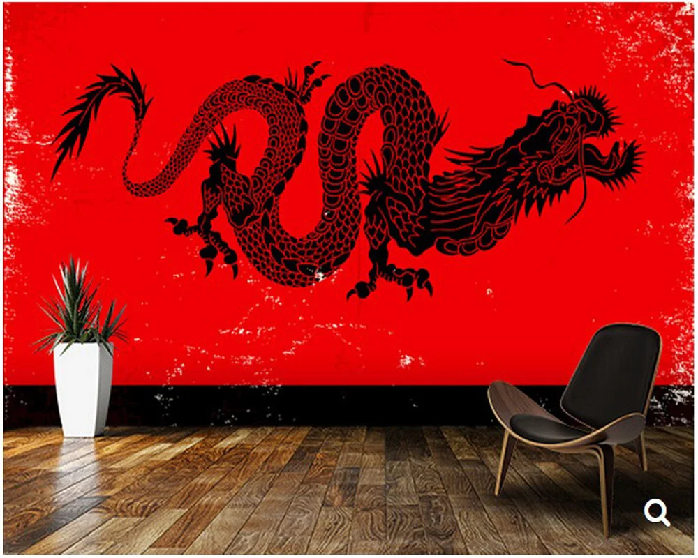 Papier Peint Personnalisé Dragon Noir Pour Enfants, Papier Peint Vinyle