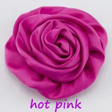 120 шт/партия атласный розовый край закручен вручную цветы матовый атласный цветок аксессуары для волос для девочки головная повязка, аксессуары для волос