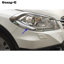 Frontale testa della lampada della Luce del rivelatore di telaio bastone styling ABS Cromato copertura trim 2 pz Per Suzuki S-cross scross SX4 2014 2015 2016 2017