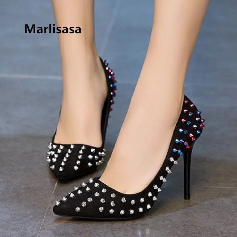 

Cresfimix Women Cute Sweet Black Rivet High Heel Pumps Female Sexy Party Night Club High Heel Shoes Femmes Hauts Talons F3582