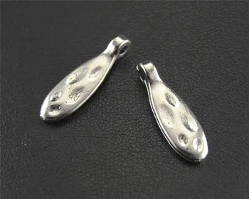 

30pcs Silver Color Oval shaped drop Charm DIY Necklace Bracelet Bangle Findings 4x20mm A1490