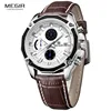 MEGIR quartz male watches Genuine Leather watches racing men Students game Run Chronograph Watch male glow hands for Man 2015G ► Photo 3/6