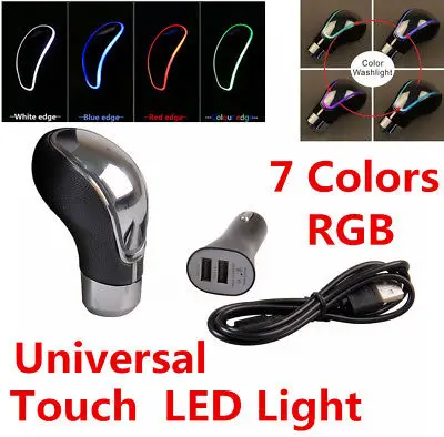 

Touch Gear Shift Knob Activated Sensor LED Light RGB Multi-Color USB Charge Car