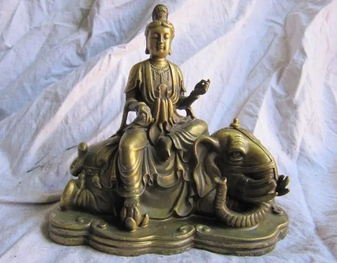 

pure brass tibet buddhism buddha Avalokitesvara manjusri on a elephant statue