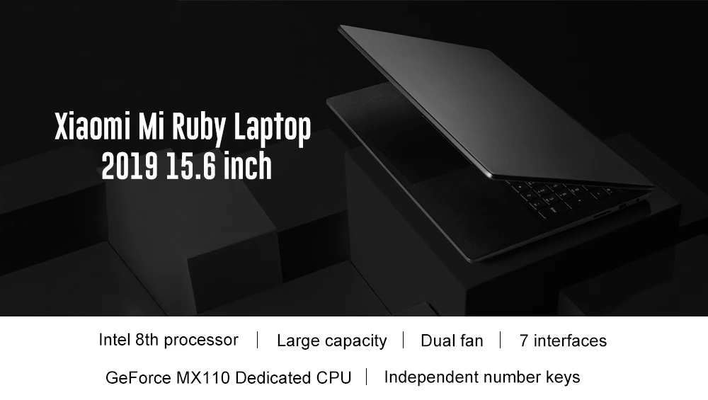 Ноутбук Xiaomi Mi Ruby, 15,6 дюймов, ноутбук с ОС Windows 10, четырехъядерный процессор Intel Core i7-8550u, 8 Гб ОЗУ, 512 Гб SSD, ноутбук