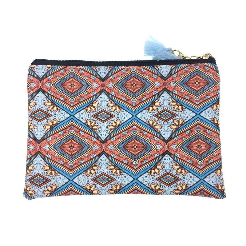 KANDRA, водонепроницаемая сумка для макияжа в этническом стиле с кисточками, сумка для путешествий на молнии, косметичка, богемный клатч, кошелек, женский подарок