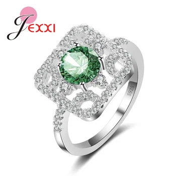 

Stamped Silver Rings For Party Bijoux Fashion Hollow Out Design Cubic Zirconia Wedding Engagement Band Ring