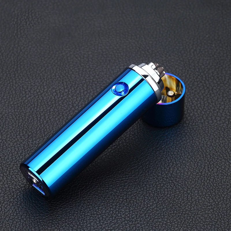 Noble-cylinder-LED-Windproof-Smoke-lighter-Cross-Double-Arc-Lighter-USB-Pulse-Cigar-Lighters-Electronic-pipe