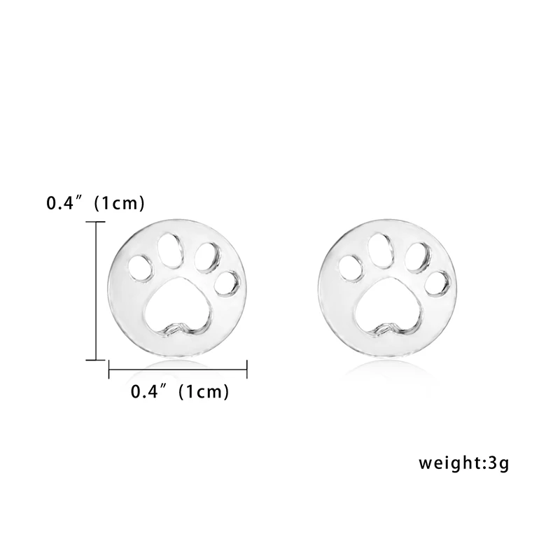Милые серьги с лапами для женщин Симпатичные кошки и собаки лапы Печать Серьги гвоздики ювелирные изделия подарок проколотое Ухо Ювелирные изделия для девочек Новогодний подарок - Окраска металла: 1